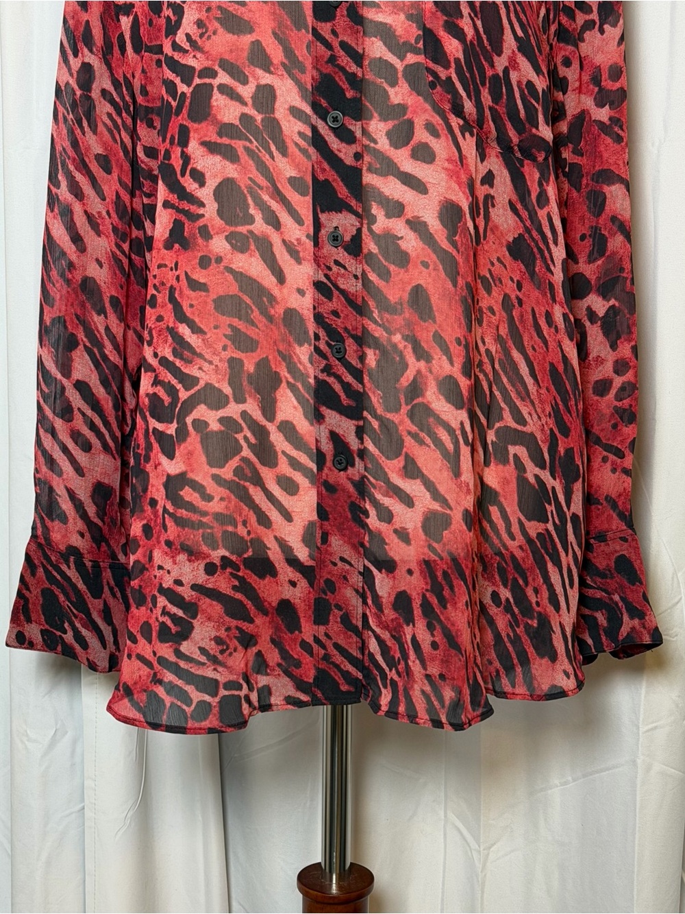 AllSaints Bernie Ambient Printed Shirt Red Black Small - Picture 6 of 12